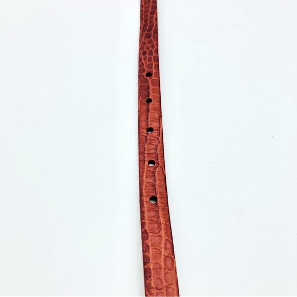 Talbots Croc-Embossed Brown Belt with Silver Buckle - Picture 2 of 10